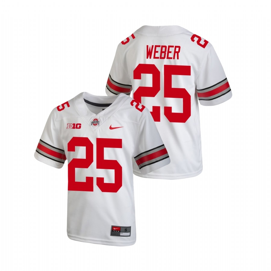 Ohio State Buckeyes Youth NCAA Mike Weber #25 White Replica College Football Jersey FXT4049NH